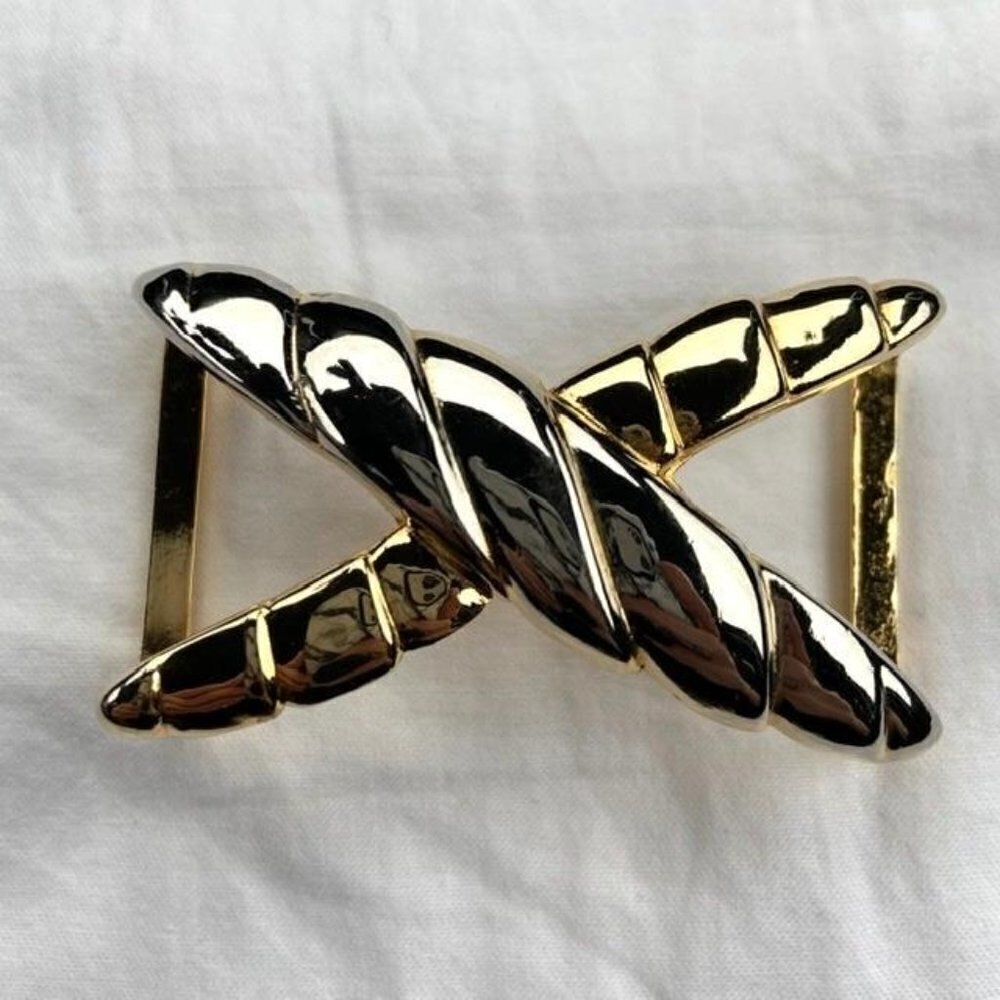 VTG Terry Stack 1995 Two Toned X belt buckle Gold
